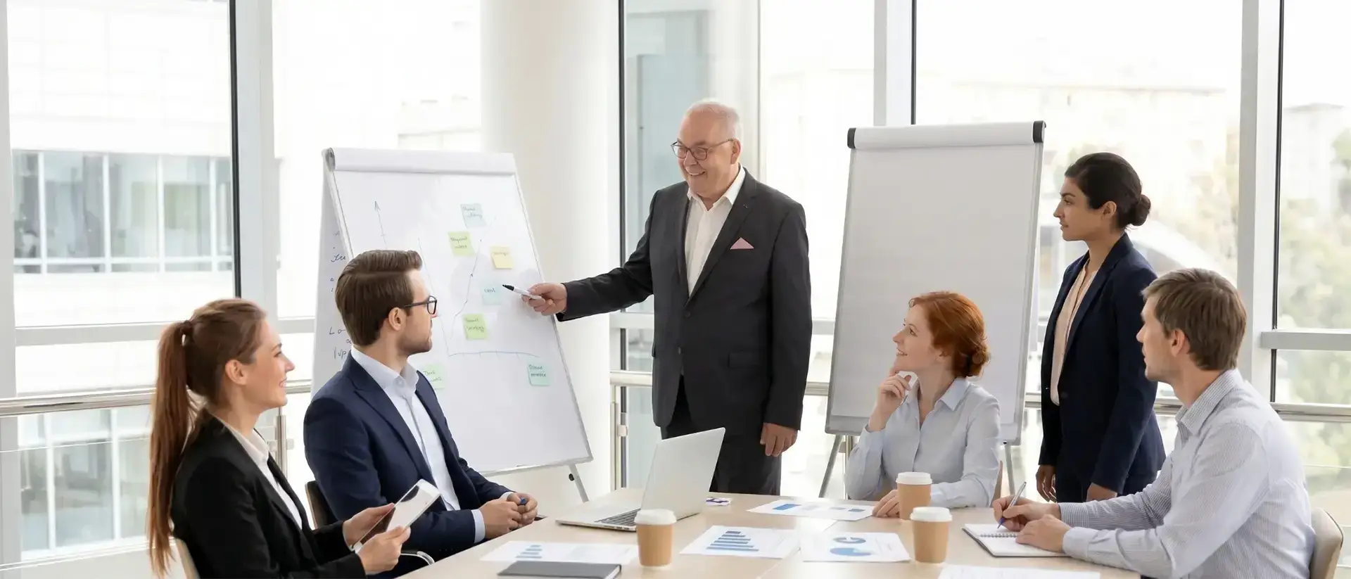 KI-generiertes Bild - Berater präsentiert im Meeting